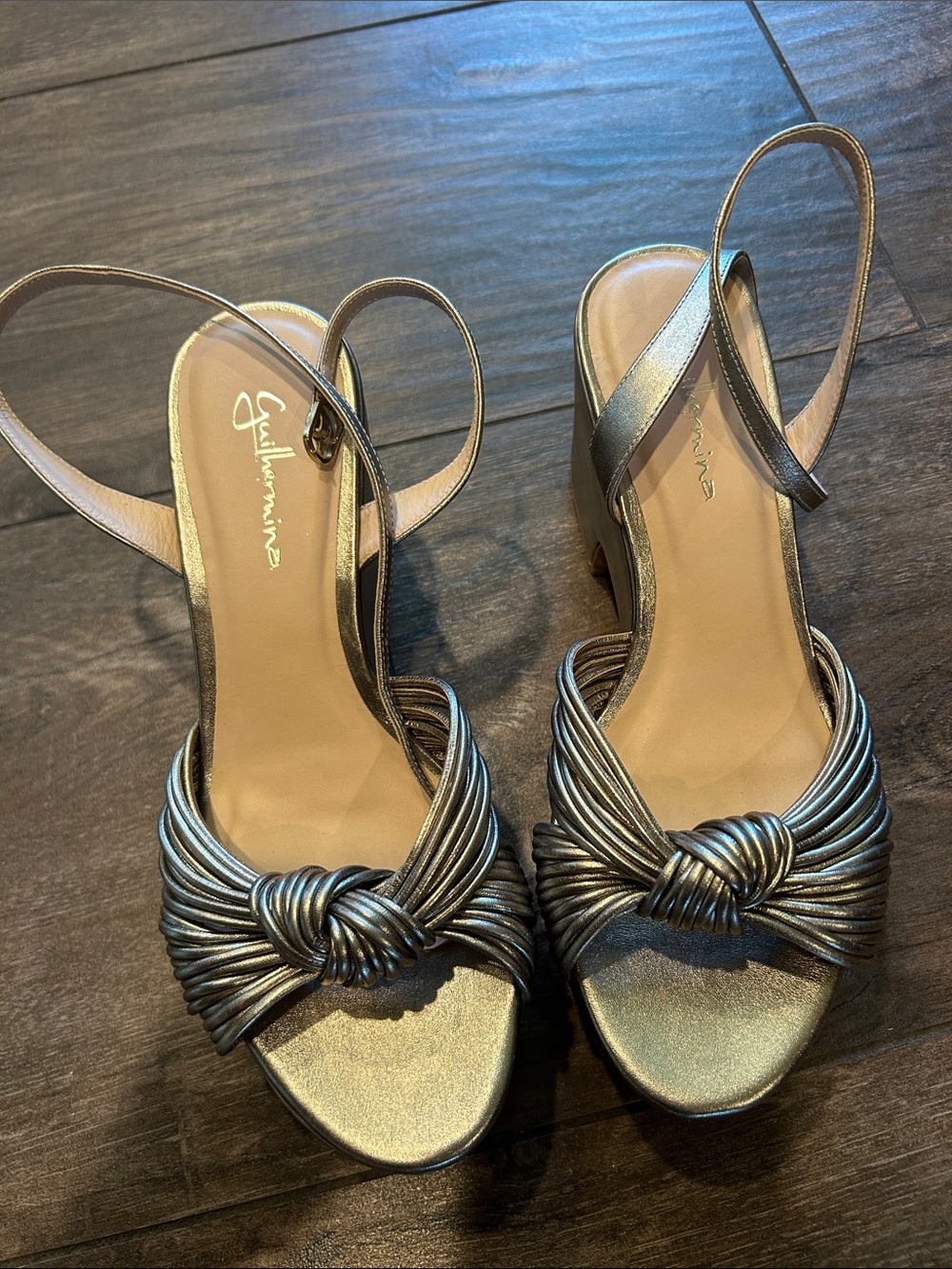 Anthropologie Guilhermina Metallic Knotted Platform Sandals Size 8 - Picture 5 of 5